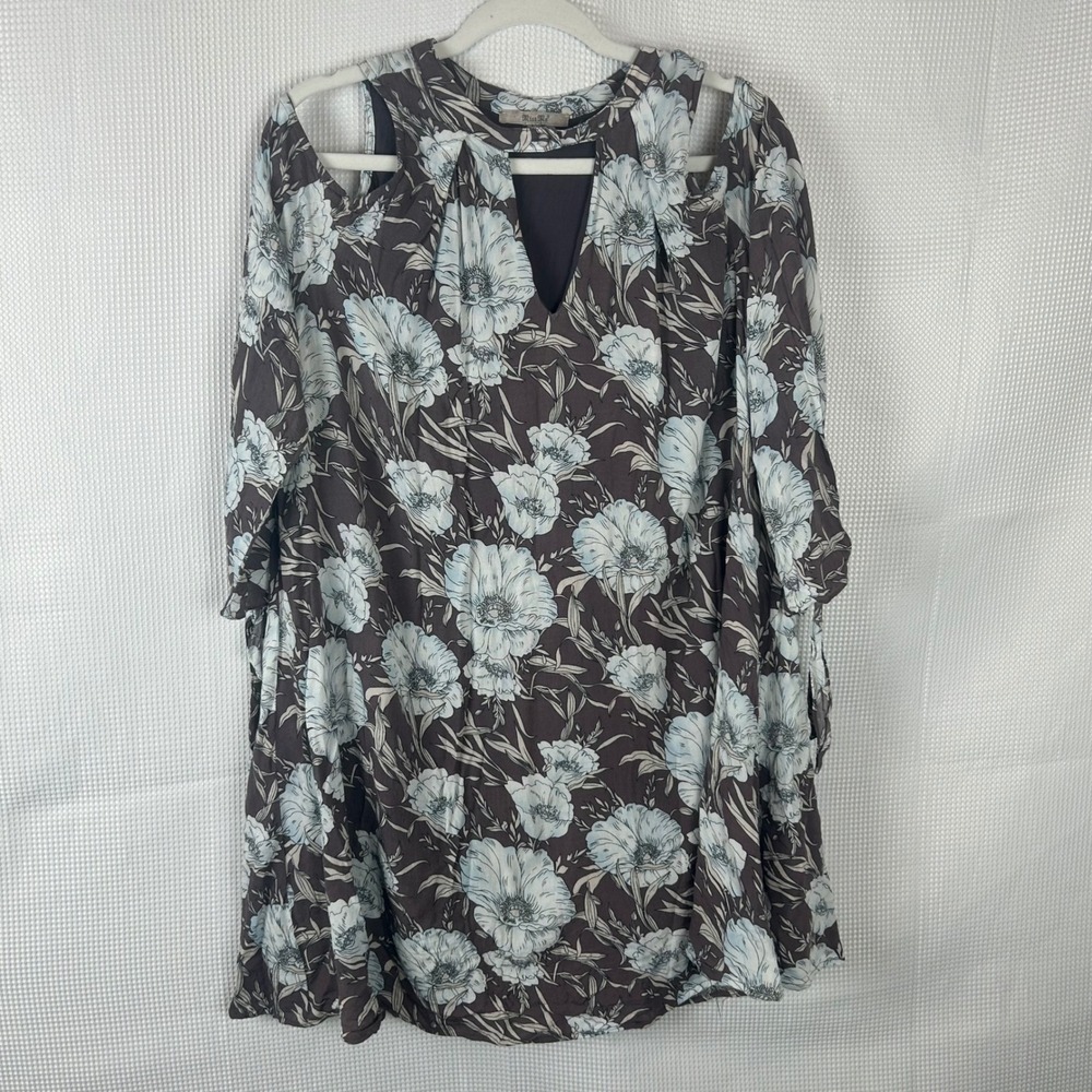 Boho Cutout Flowy Floral Womens Floral Cold Shoulder Dress Large Miss Me